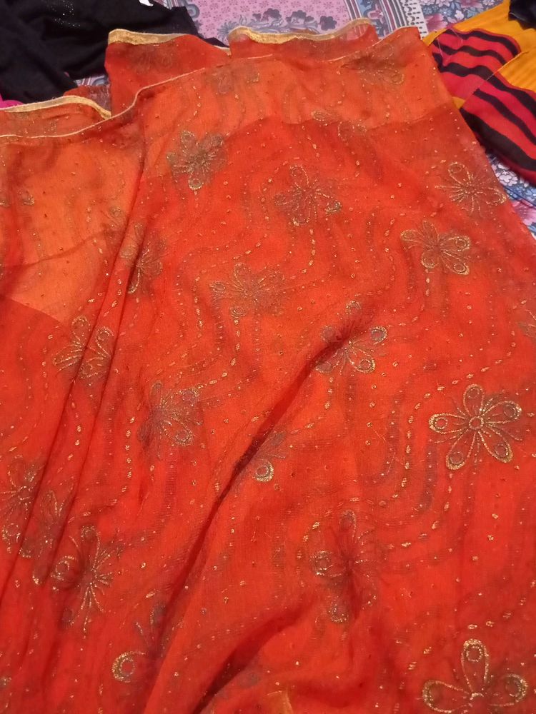 Saree Georgette Orange