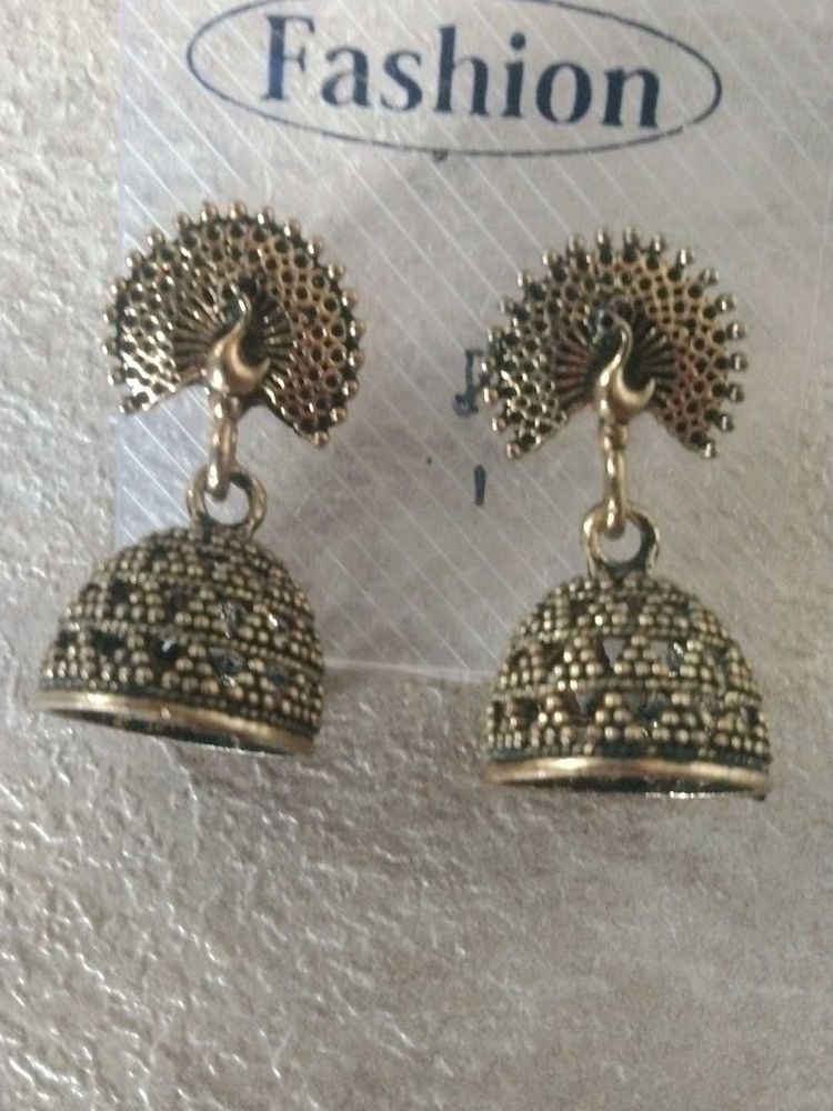 Peacock Jhumka Earrings