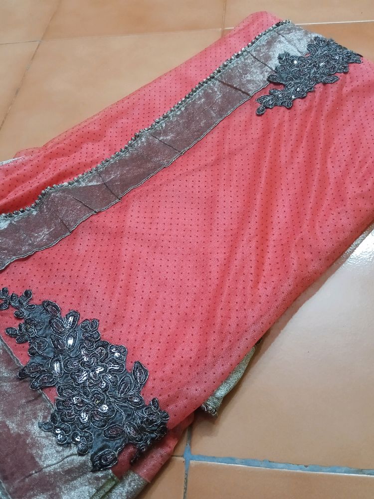 Price Drop Grand Look Pink Georgette Saree