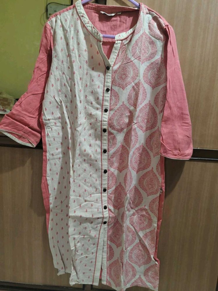 Elegant Pink &amp; White Kurta