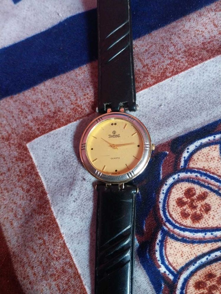 Vintage Swistar Quartz Watch 22k Gold Plated
