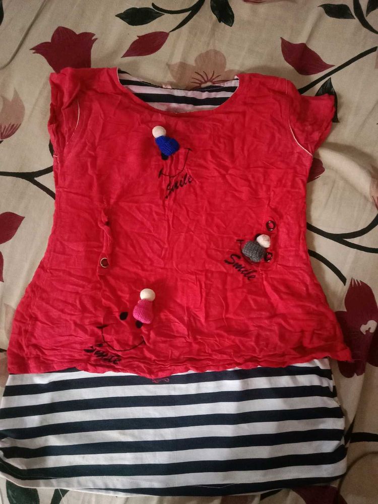 Red &amp; Striped Girls&#39; Top