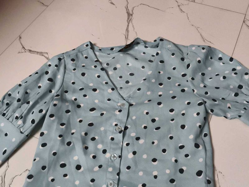 Light Blue Polka Dot Dressberry Top