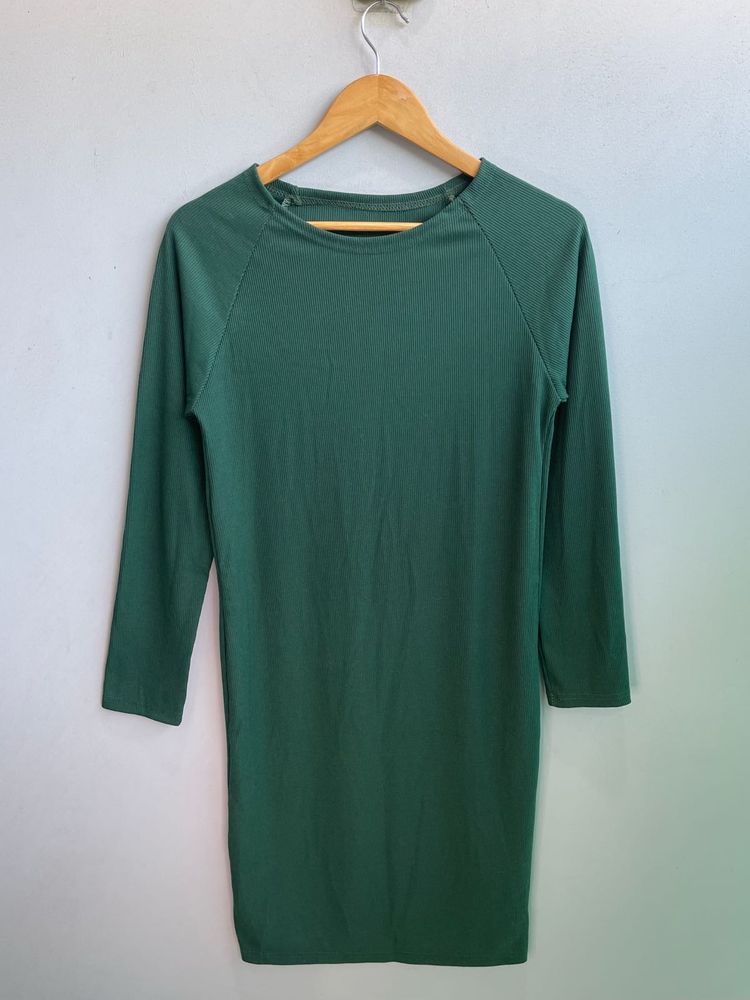 Green Long Sleeve Casual Dress