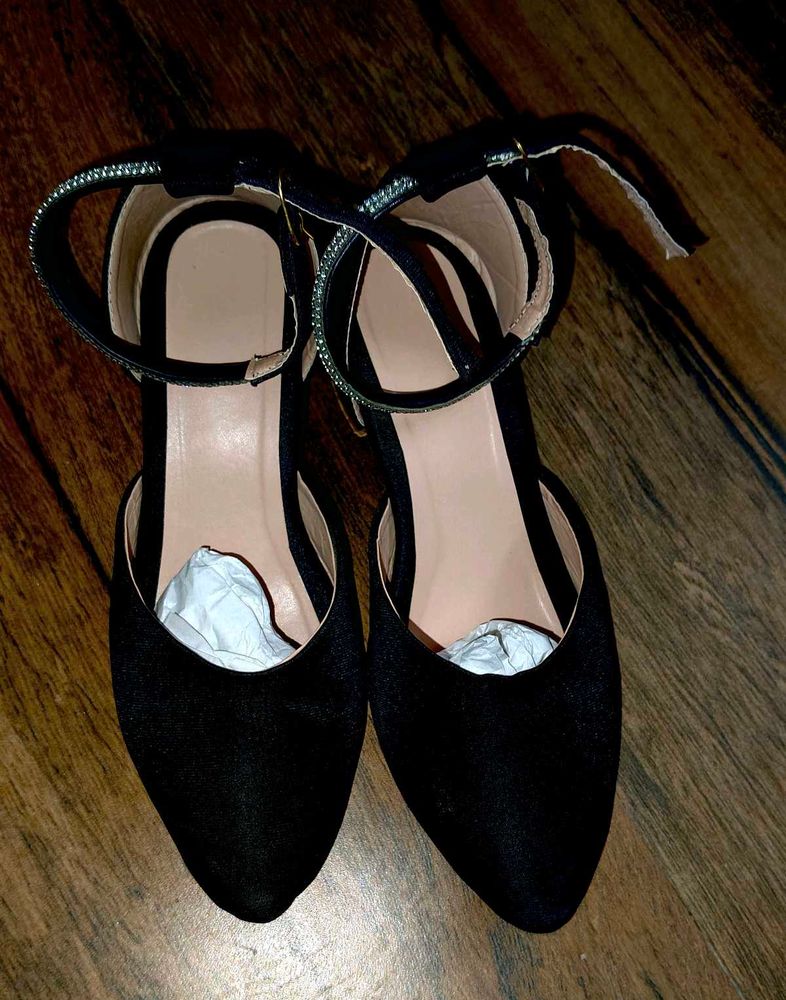 Elegant Black Ankle Strap Heels