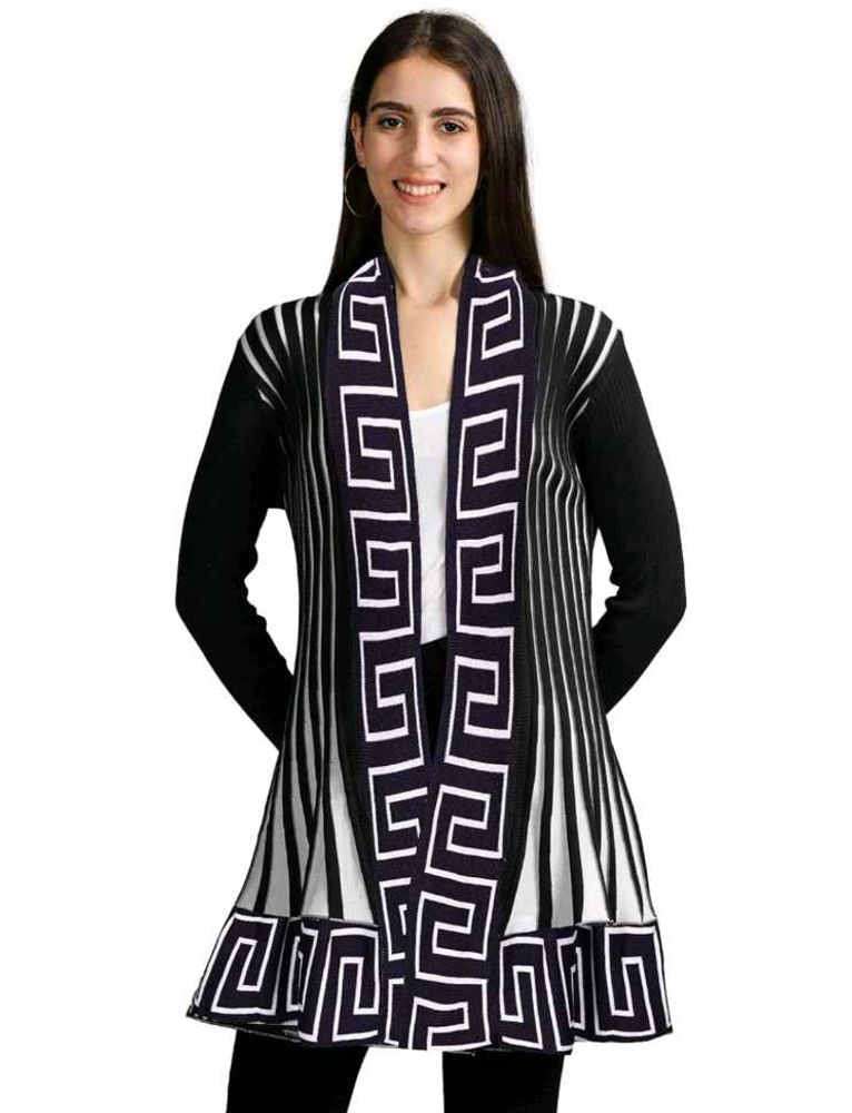 Patterned Open Front Cardigan