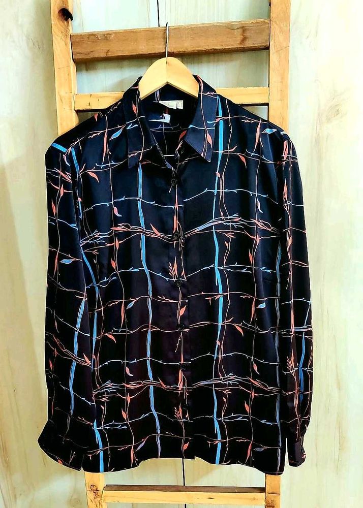 Black Printed Shirt Size-44