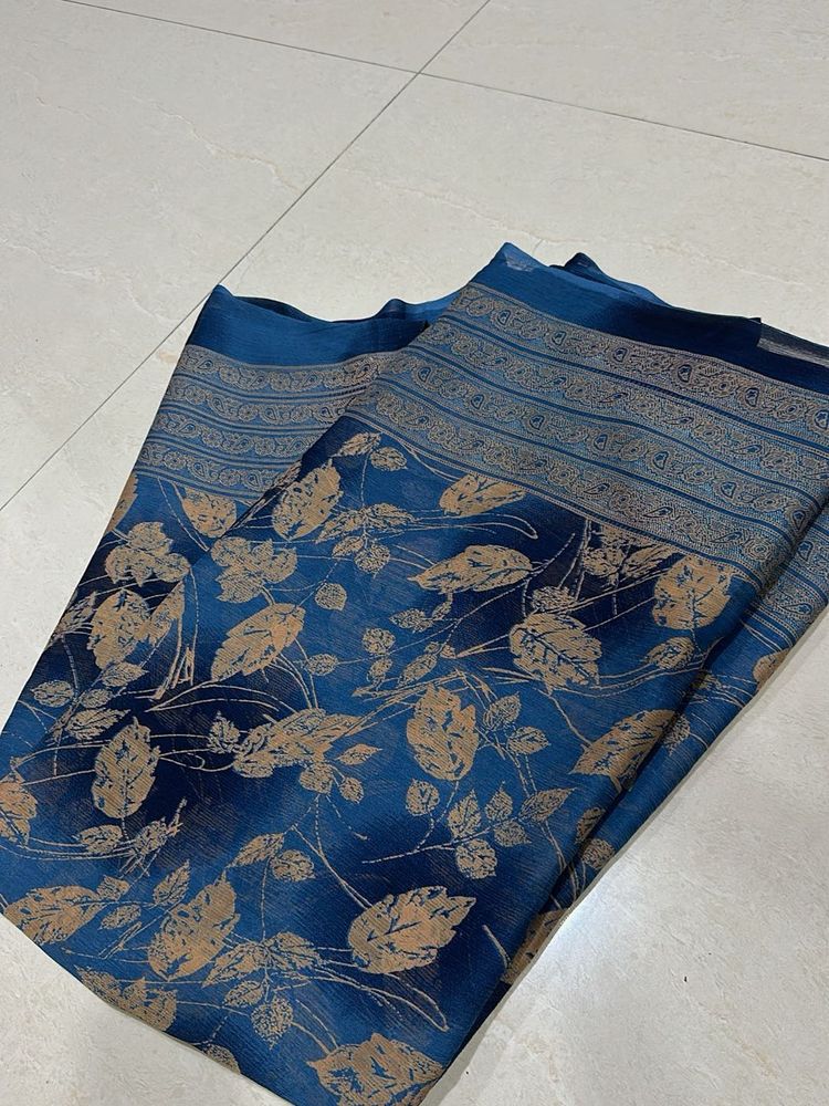 Elegant Blue Floral Saree
