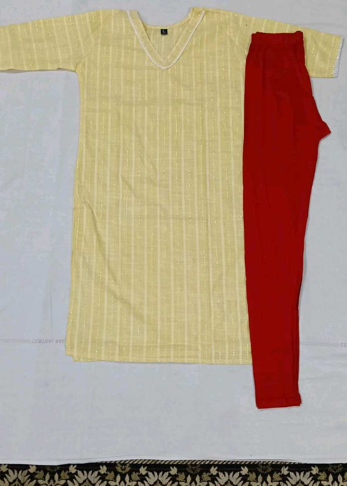 yellow kurti and red leggings