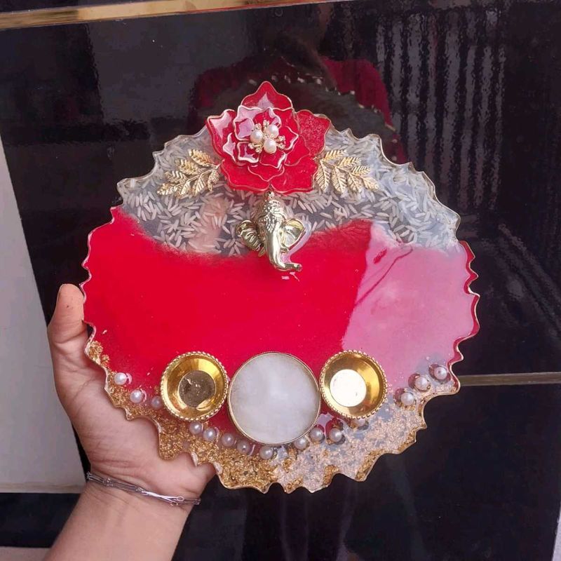 Resign Pooja Thali with Ganesha