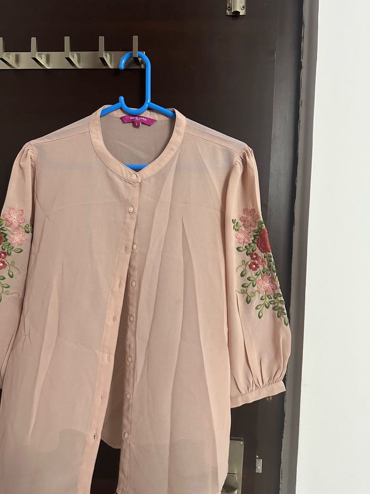 Embroidered Sleeve Top