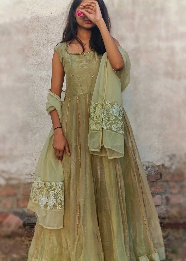 Olive Green Anarkali Gown 💫