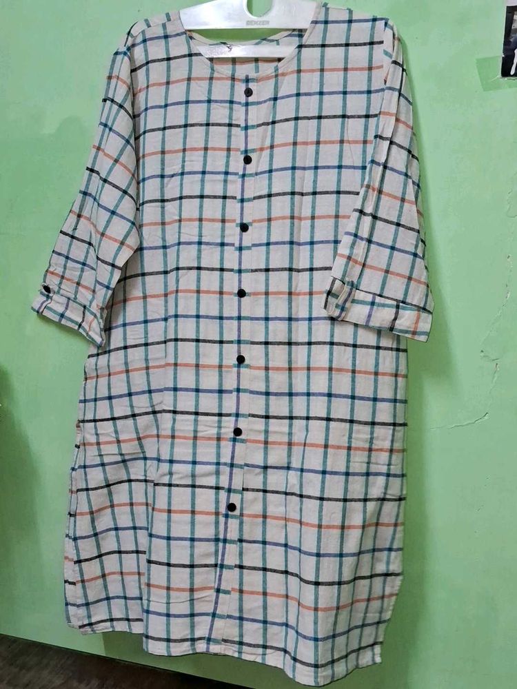 Vintage Plaid Button-Down Dress