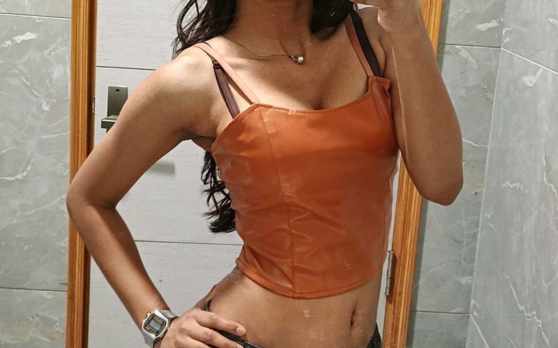 Y2k Leather Pinteresty Crop Top