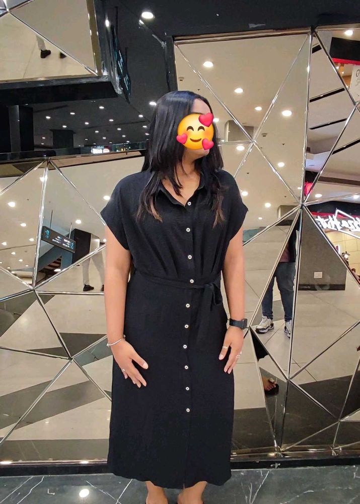 Black Shirt Dress with Belt