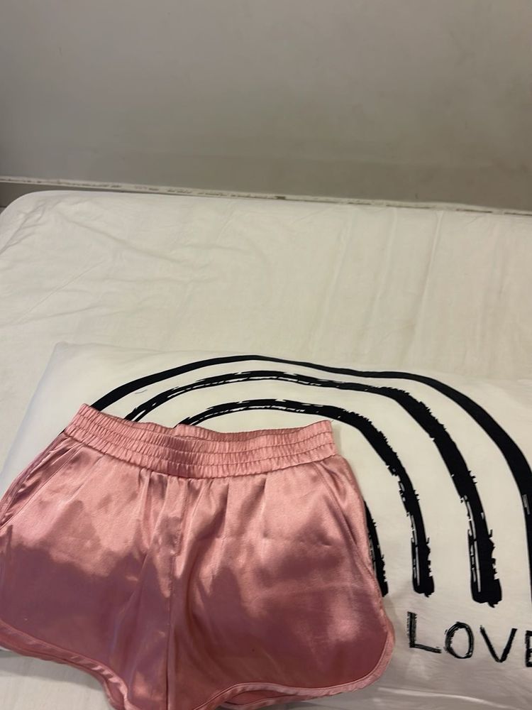 Pink Satin Shorts