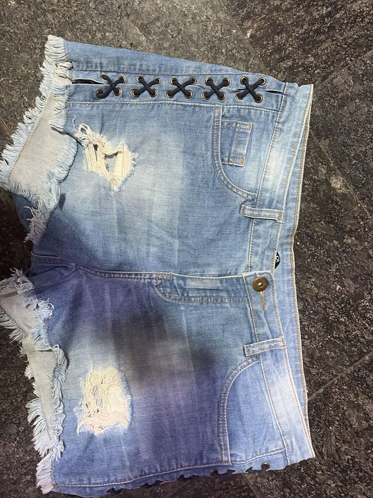 Distressed Denim Shorts