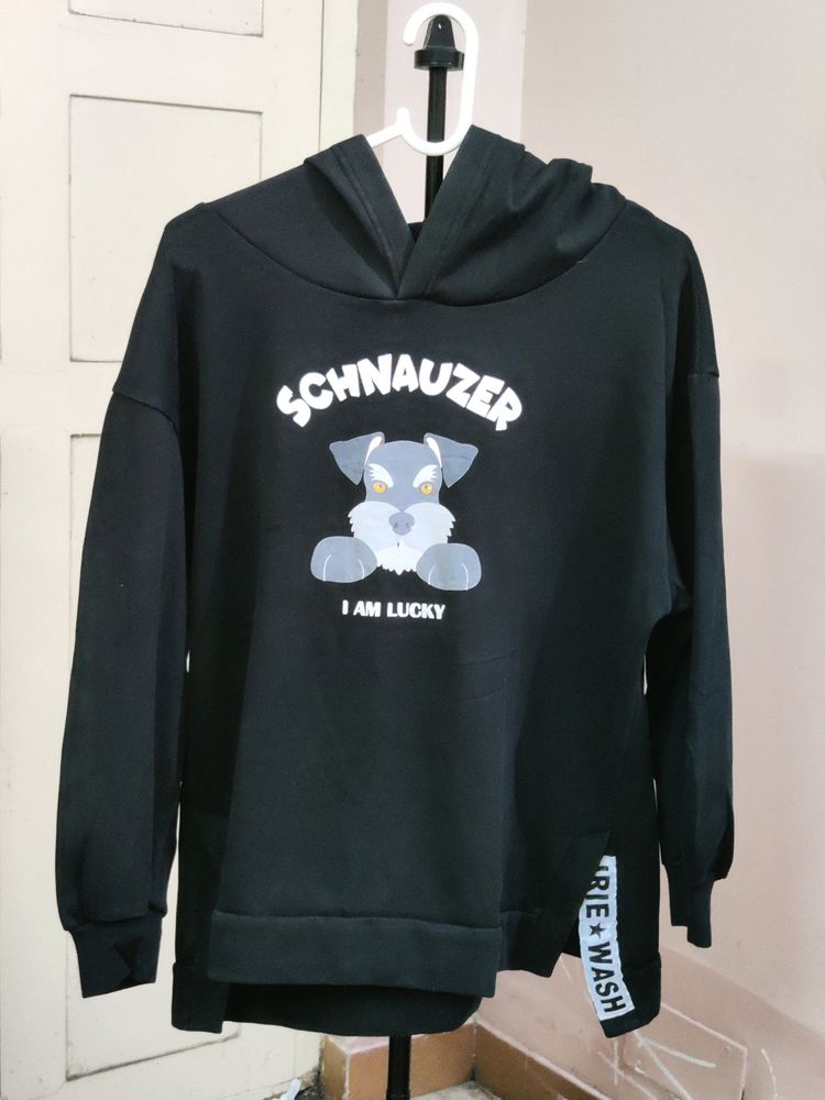 💥BUY1GET1💥 imported black schnauzer graphic print hoodie
