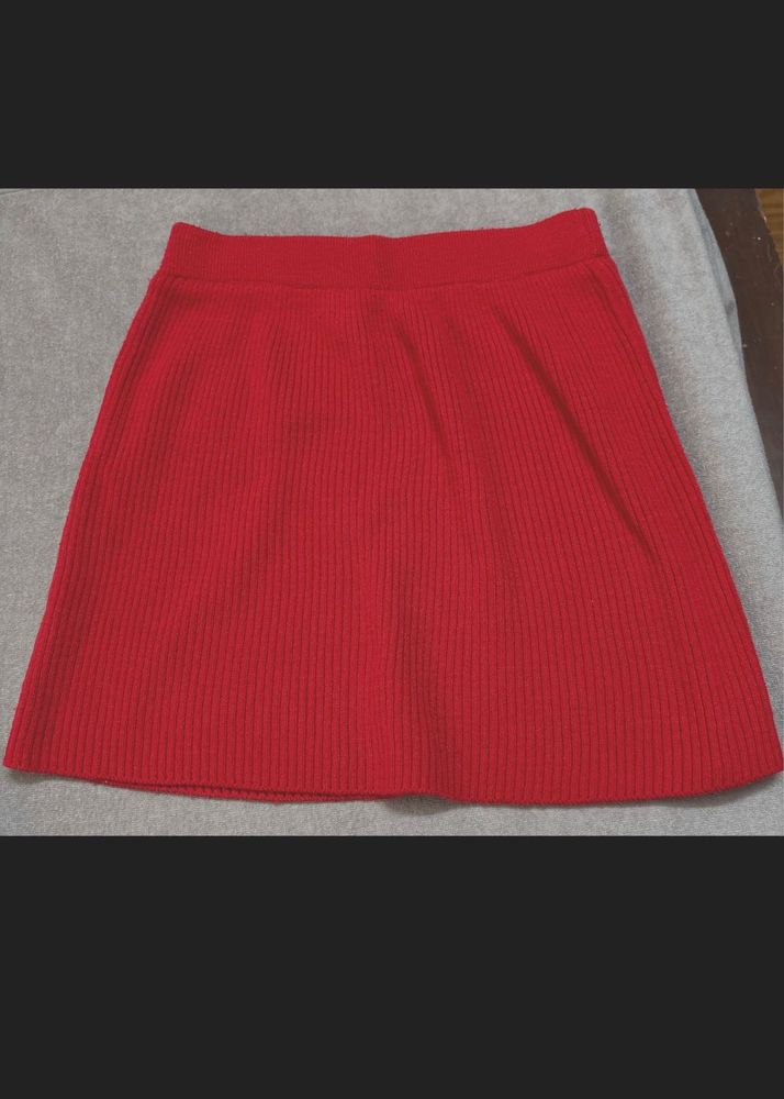 Red Knit Skirt