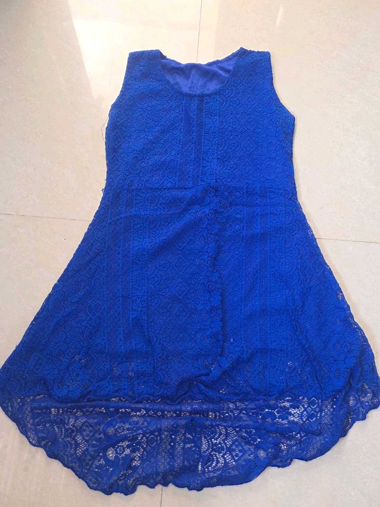 Blue Lace Sleeveless Dress