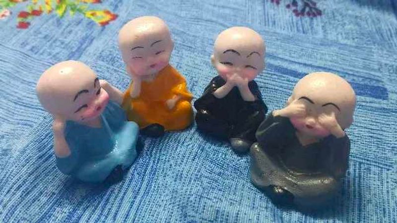 Set of Four Cute Monk Figurines Combo