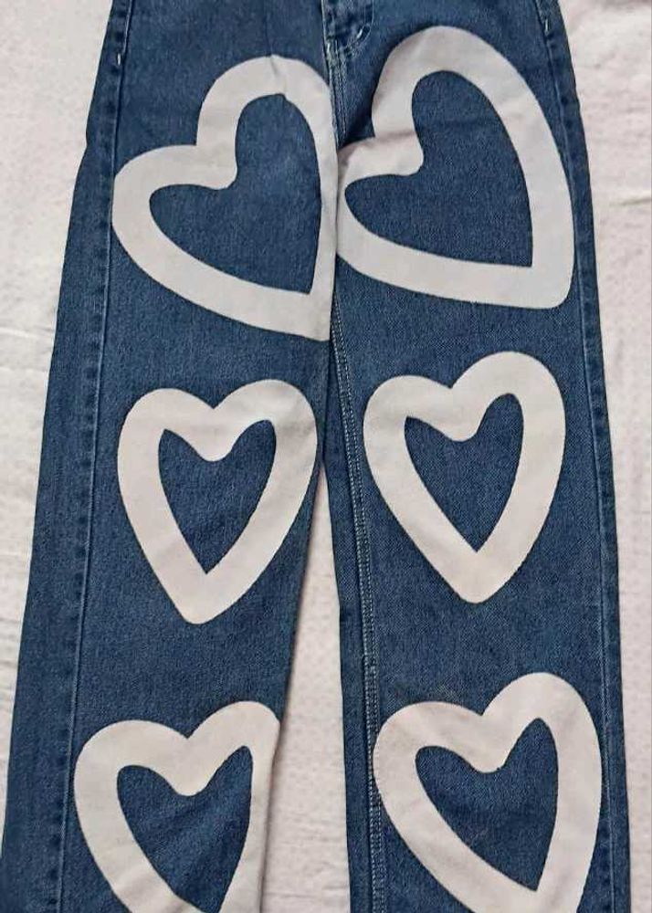 Heart Design Denim Jeans