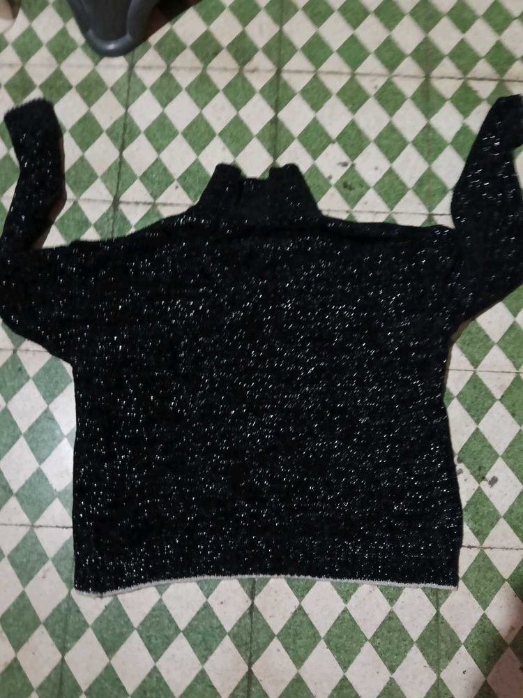 Sparkly Black Turtleneck Sweater