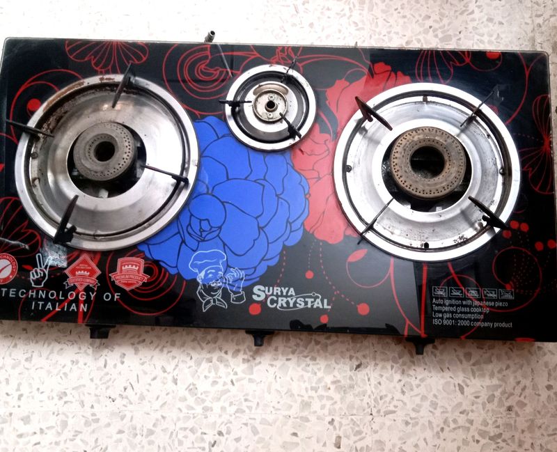 SURYA CRYSTAL 3 Burner Glass Top Stove