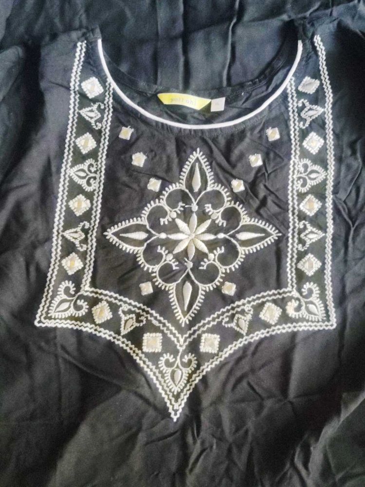 Embroidered Black Top