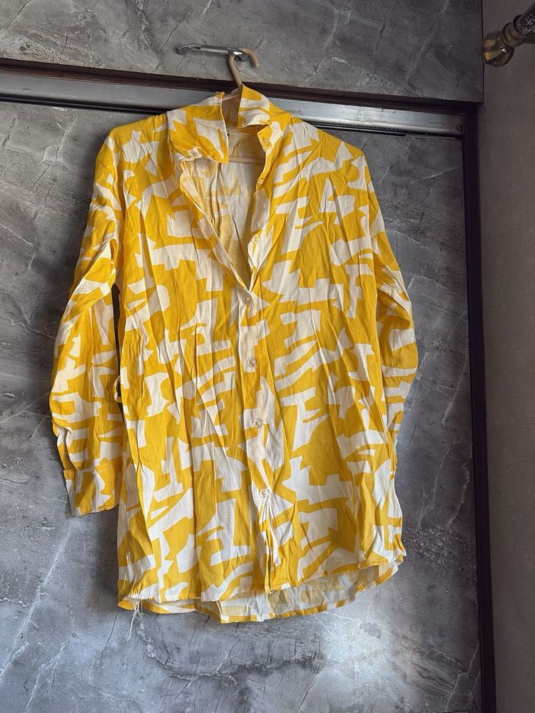 Yellow Patterned Long Sleeve Shirt