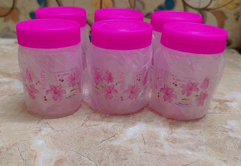 Pink Floral Jars (Set of 6)