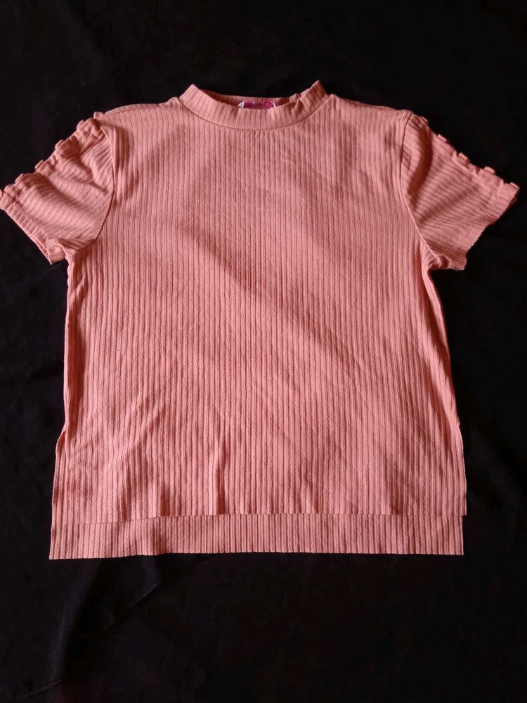 Cute Pink Ribbed Top
