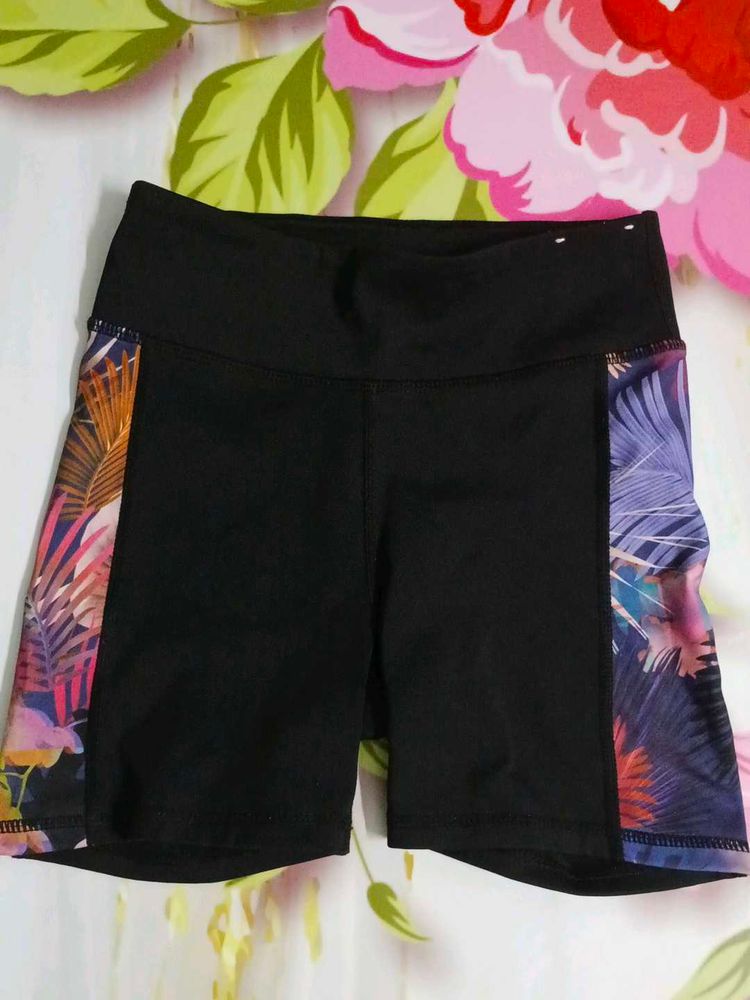(1109)Tropical Print Athletic Shorts