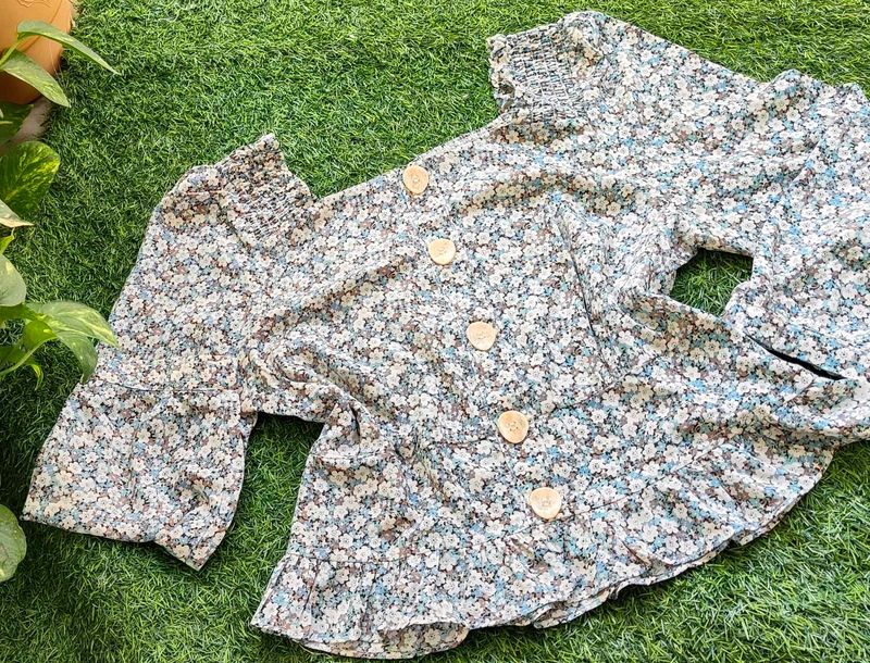 Floral Print Button-Up Top