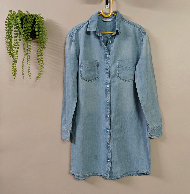 Mango Linen Blend Shirt Dress
