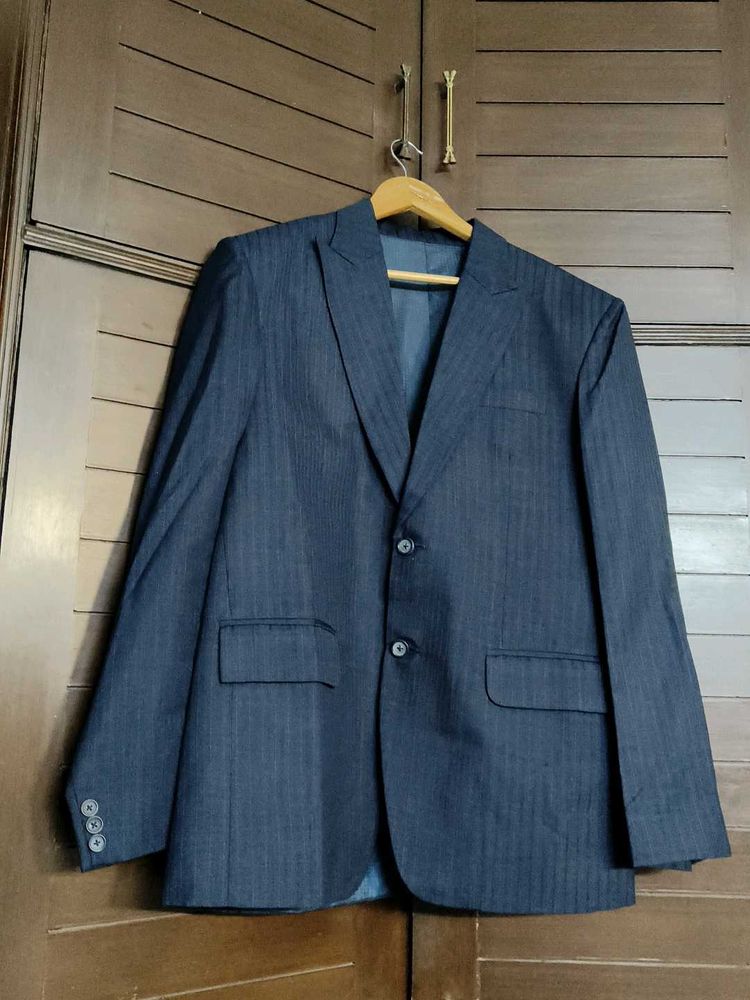 Men Blue Striped Stylish Formal Blazer