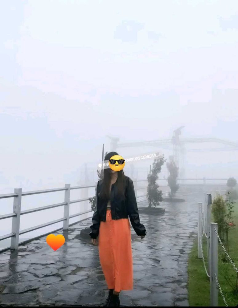 Flowy Orange Maxi Skirt