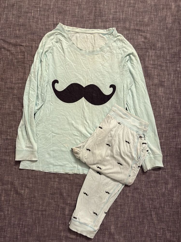 Mustache Print Pajama Set