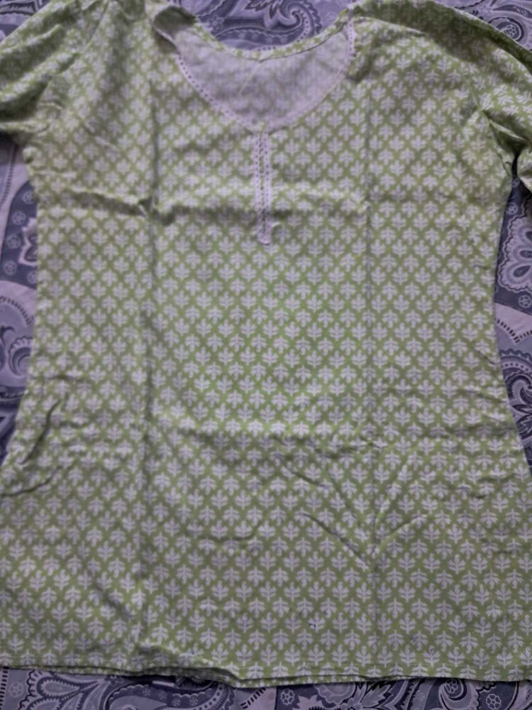 Green Printed Short Kurti