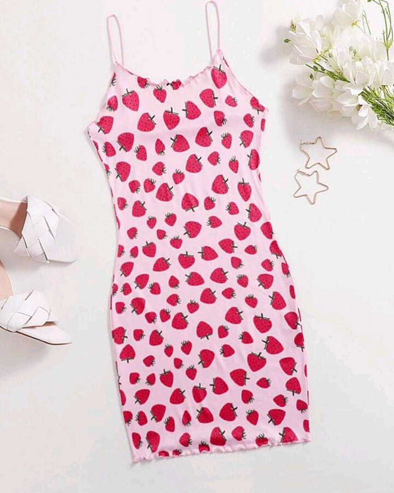 Strawberry Print Bodycon Dress