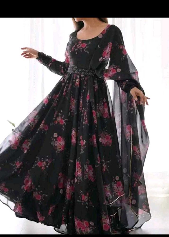 Floral Print Anarkali Kurti Set