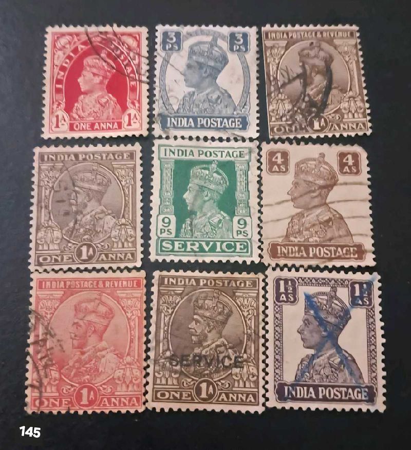 Vintage India Postage Stamps