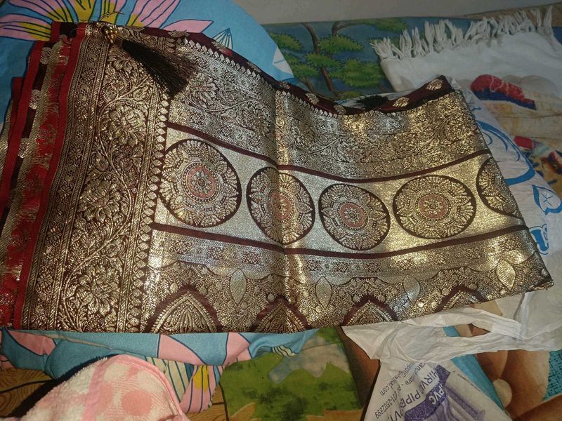 New pure silk heavy Bridal saree with blouse piece