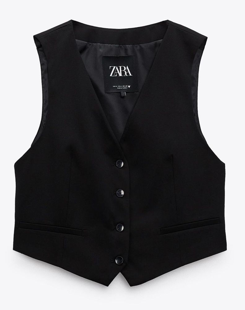 Zara Black Fitted Waistcoat