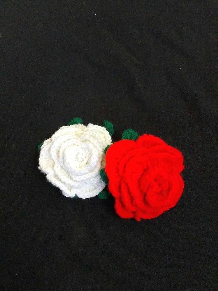 Handmade Crochet Rose Brooches