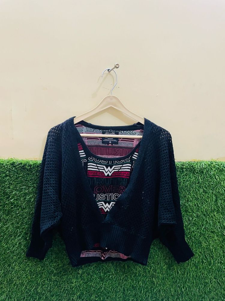 Madame Combo Set Of 2 Woolen Tops For Girls
