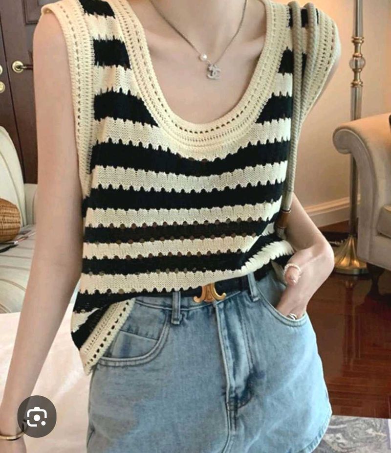 Pinterest Boho Black &amp; Cream Crochet Top A