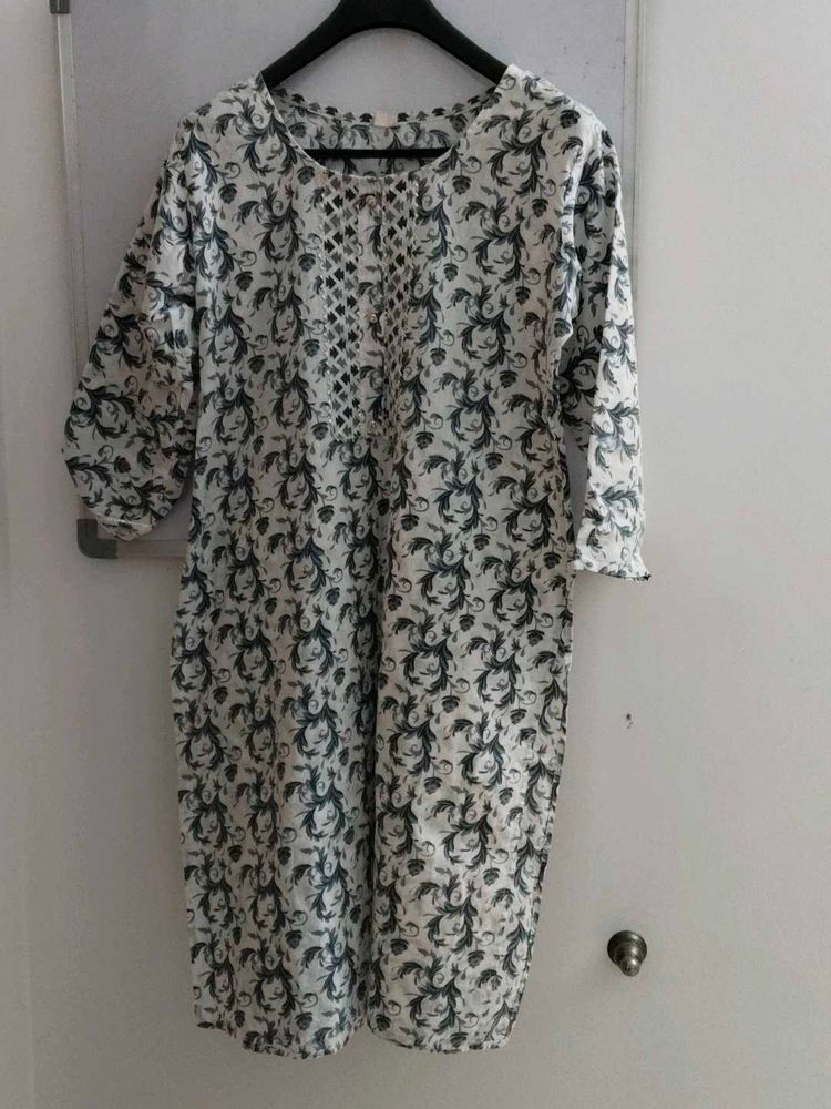 Patterned Cotton Kurti Set