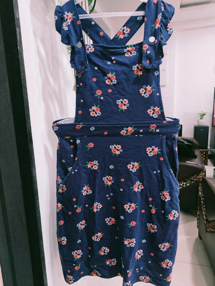 Floral Print Pinafore Dress