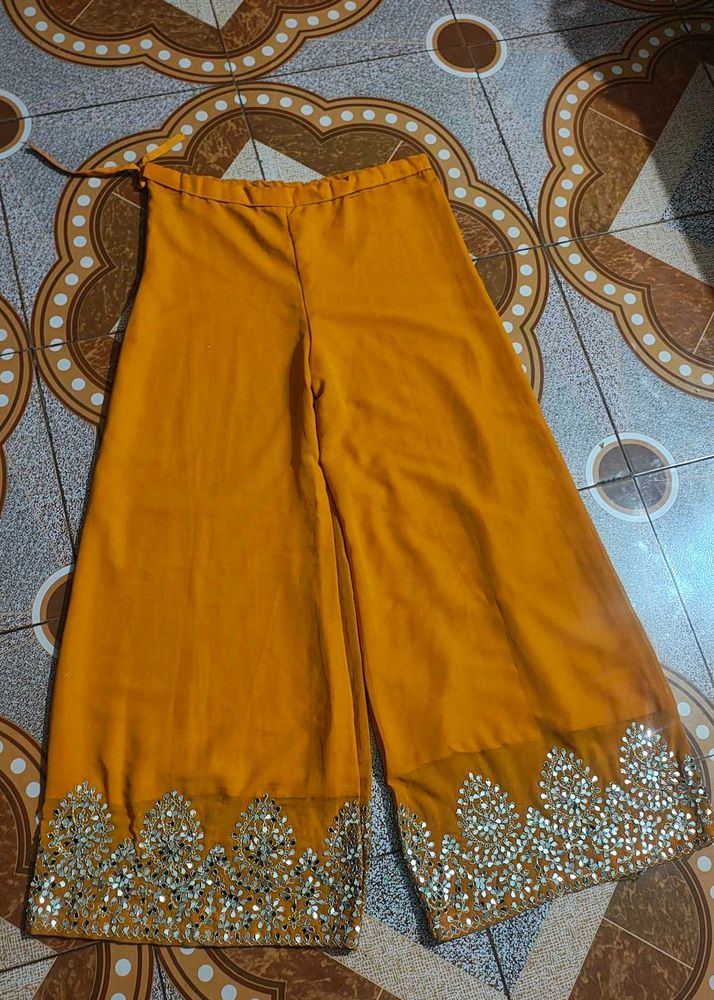 Elegant Yellow Anarkali Kurta with plazo and dupat